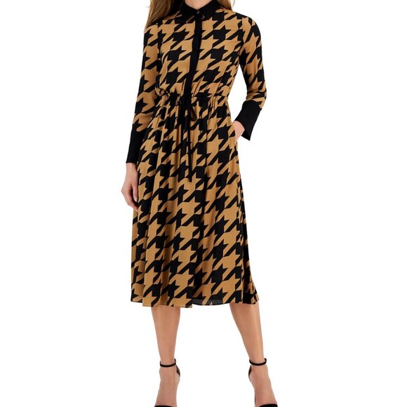 Anne Klein Dresses & Skirts - Anne Klein - Houndstooth Drawstring shirtdress - Size 16